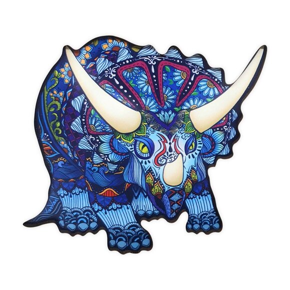 Animal Wooden Jigsaw Puzzle Engaging, Educational, and Eco-Friendly TRICERATOR - Picture 2 of 8